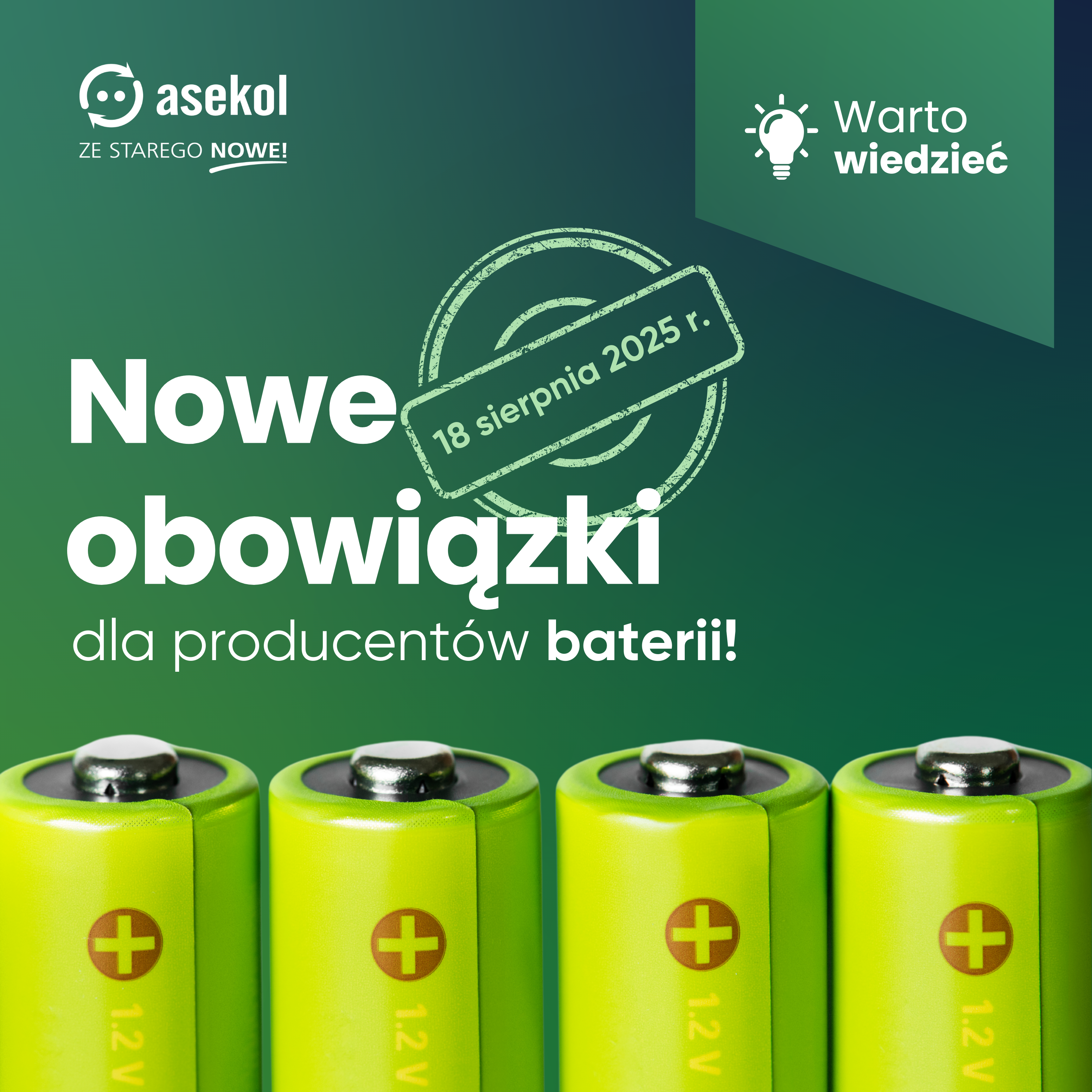 Ważna zmiana dla producentów baterii – nowe obowiązki od 18 sierpnia 2025 r.